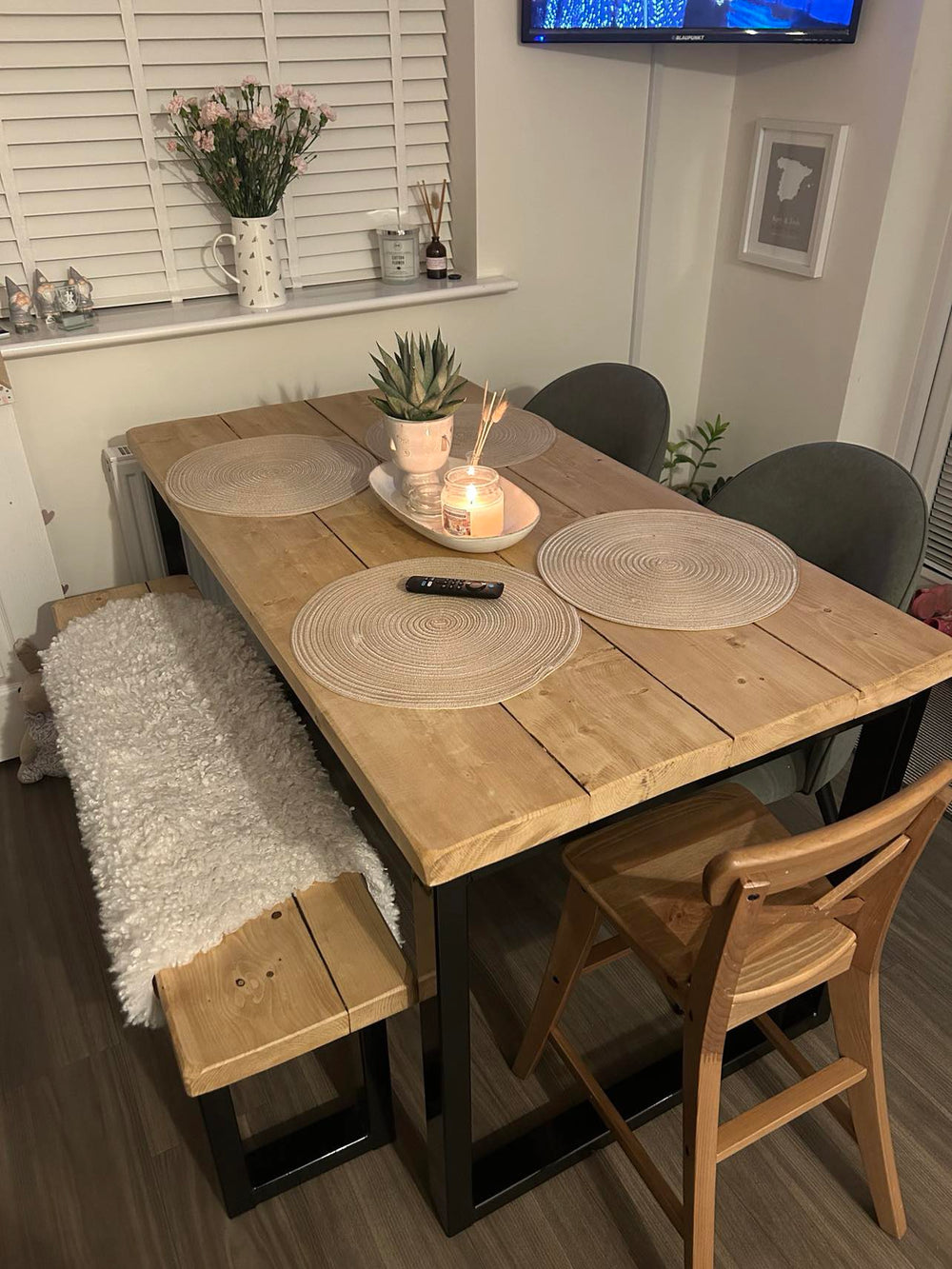 Square Leg Dining Table Set - Handmade Rustic Industrial - D&R Rustics