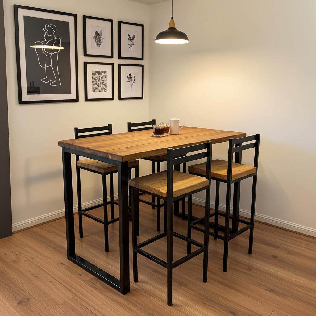 Rustic Industrial Handmade Breakfast Bar Set - D&R Rustics