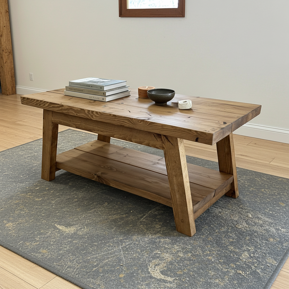 Trestle Rustic Coffee Table Handmade Living Room - D&R Rustics