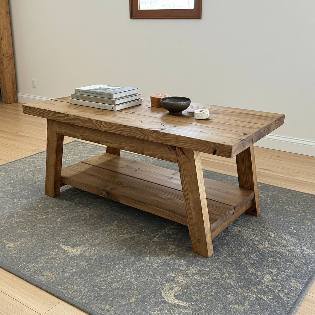 Trestle Rustic Coffee Table Handmade Living Room - D&R Rustics