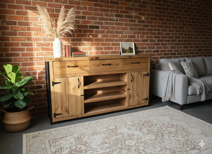 Rustic Industrial Hallway Entry Sideboard