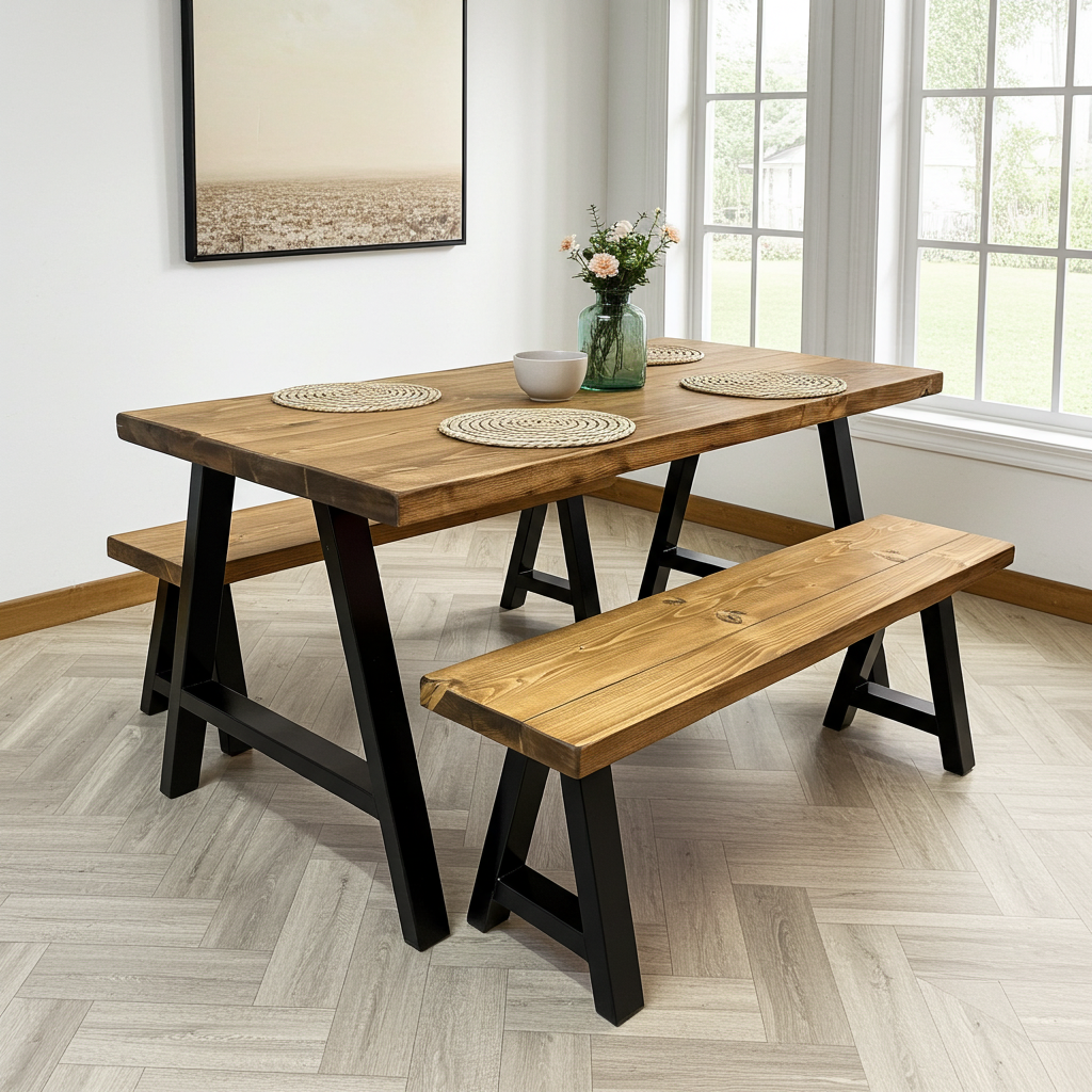 Handmade Dining Table set - A Frame Legs - D&R Rustics
