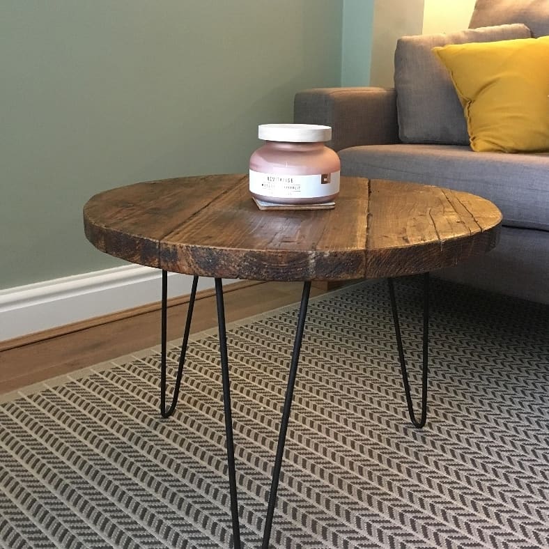 Round Rustic Hairpin Coffee Table - D&R Rustics