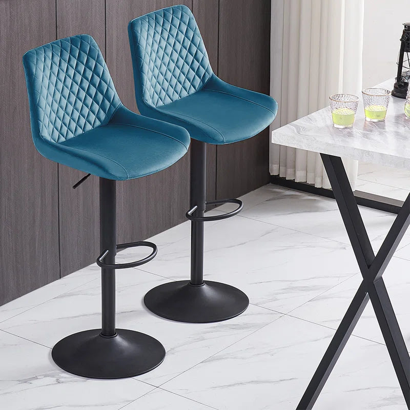 Velvet Height Adjustable Bar Stool (Set of 2)