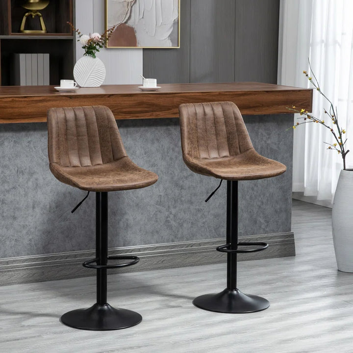 Swivel Upholstered Adjustable Height Counter Stool with Metal Frame (Set of 2)