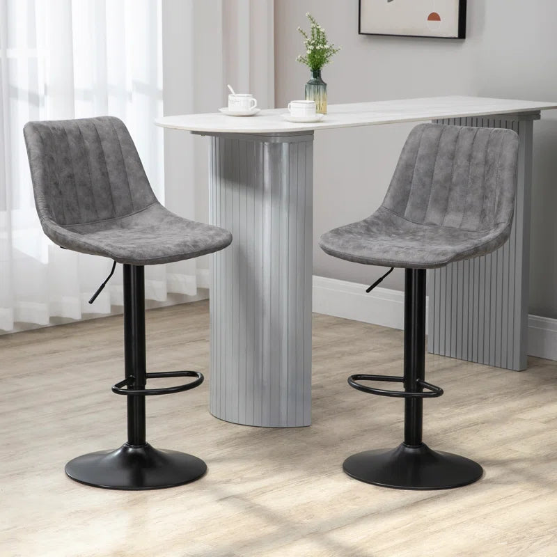 Swivel Upholstered Adjustable Height Counter Stool with Metal Frame (Set of 2)