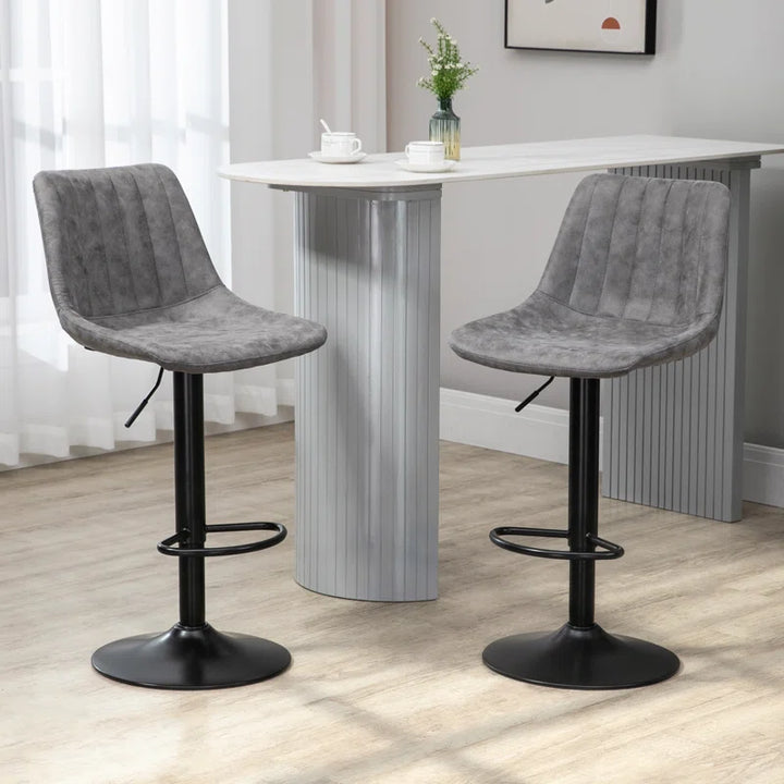 Swivel Upholstered Adjustable Height Counter Stool with Metal Frame (Set of 2)
