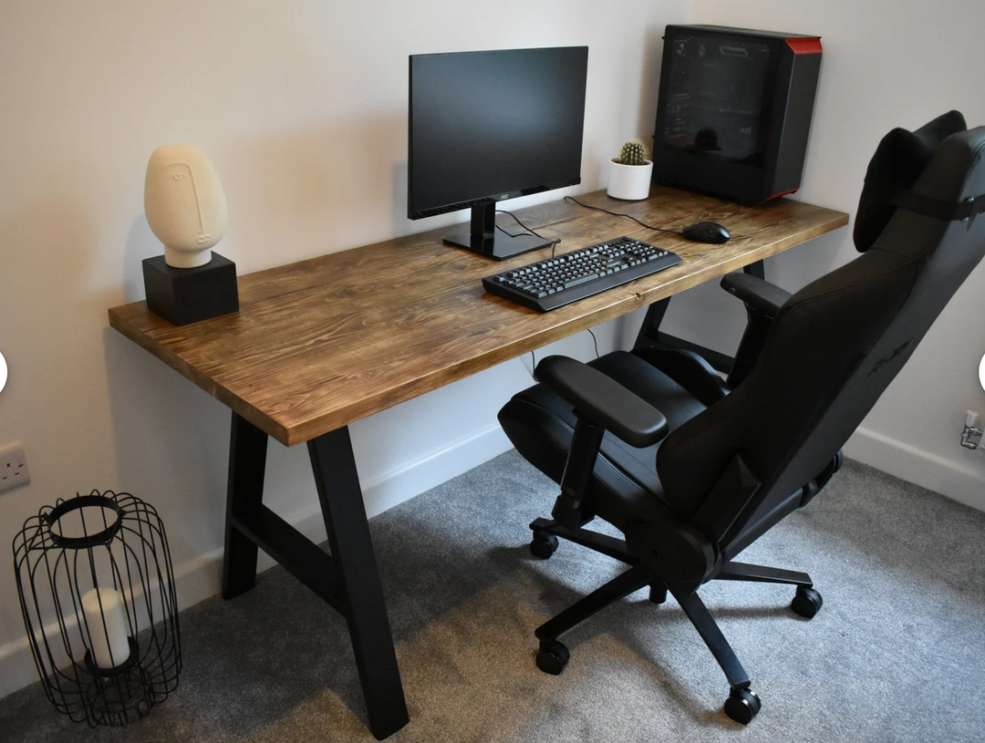 Rustic Industrial Gaming/Office Desk A framed legs - D&R Rustics
