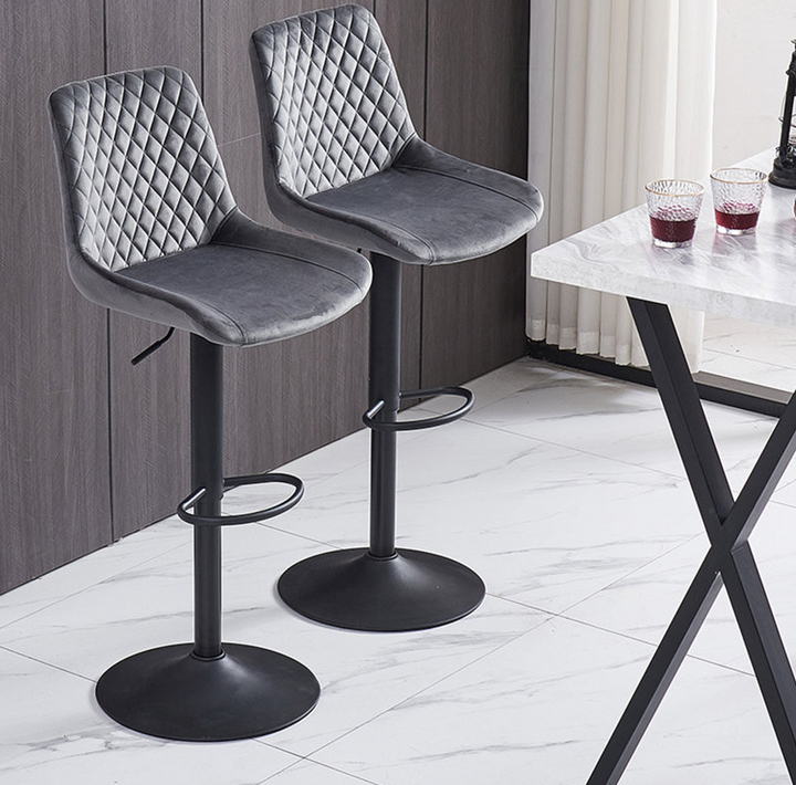 Velvet Height Adjustable Bar Stool (Set of 2)